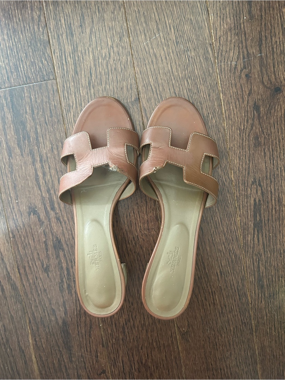 Authentic Hermes Brown Oasis Sandals - Women's Leather Mule